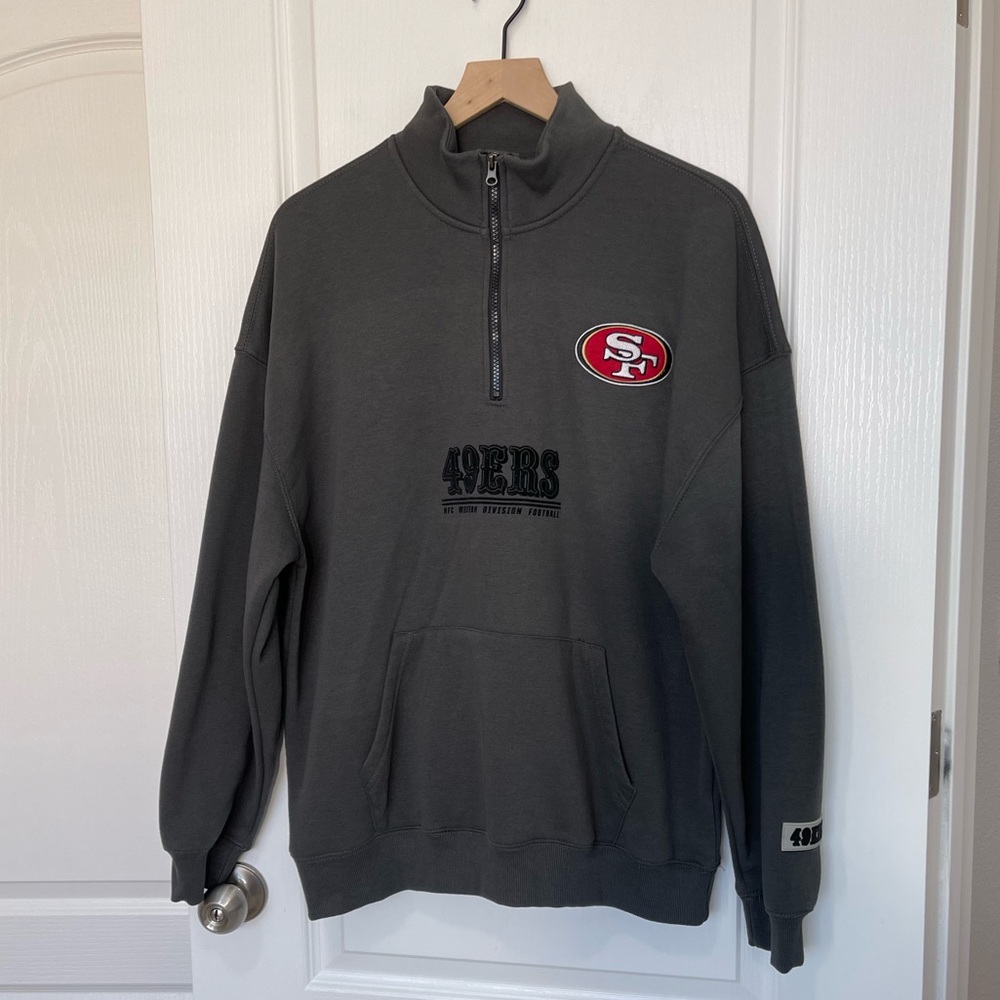 NFL San Francisco 49ers Gray Quarter-Zip Sweater Small